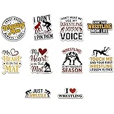 10 Pcs Wrestling Stickers, Funny Wrestling Mom Quotes, Sports Vinyl Decals for Wrestlers and Fans, Waterproof Stickers for Laptops, Water Bottles, Gear, Perfect Gifts for Wrestling Lovers