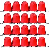 CODOBON 20 Pcs Drawstring Backpack Bulk Draw String Bags Cinch Polyester Bag for Gym Sport, Red