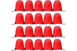 CODOBON 20 Pcs Drawstring Backpack Bulk Draw String Bags Cinch Polyester Bag for Gym Sport, Red