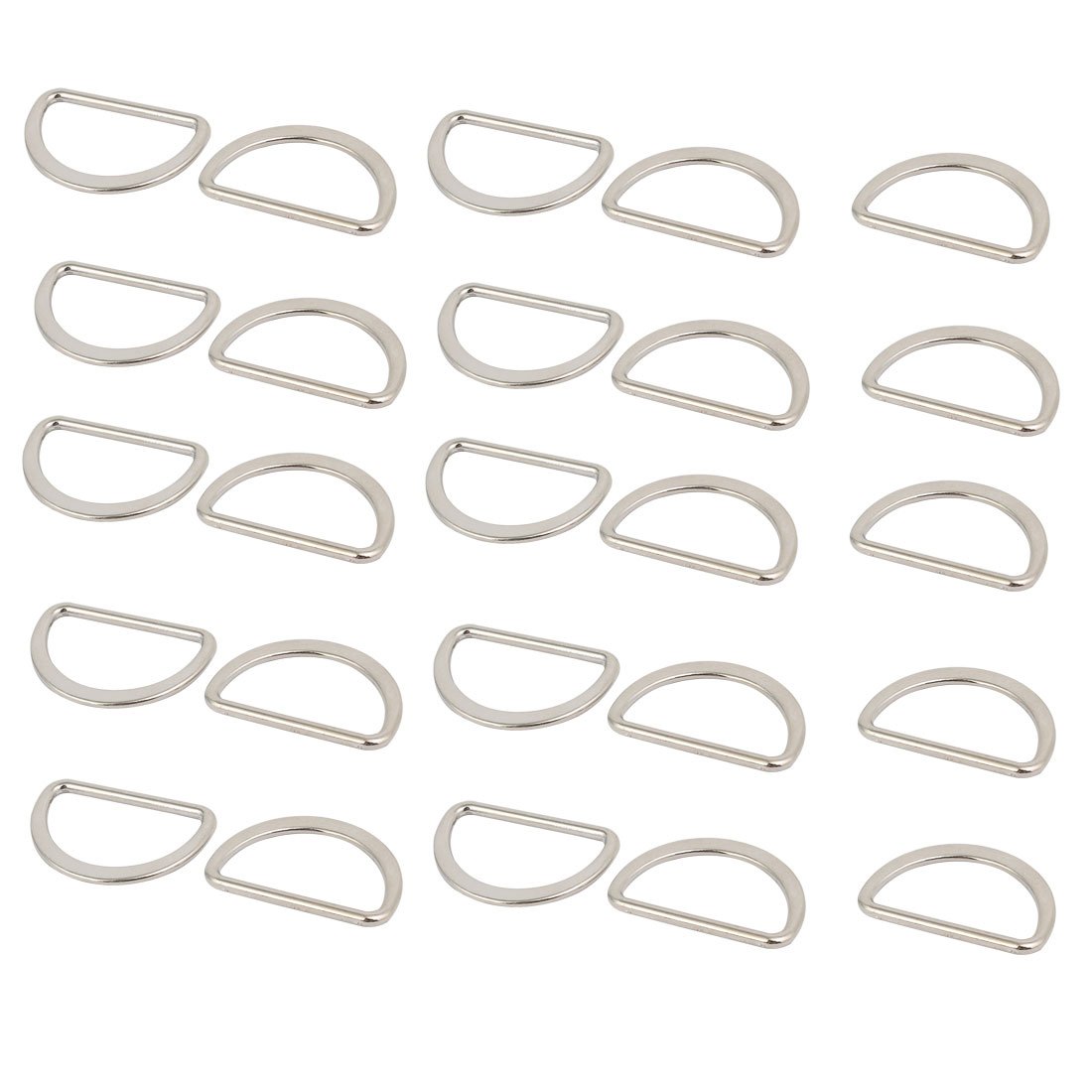 Sourcingmap 30mm Inner Width Zinc Alloy Flat Typed D Welded Ring Silver Tone 25pcs