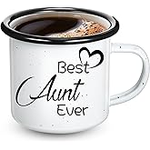 Potchen Best Aunt Uncle Ever Coffee Mug Gifts from Niece, Nephew, 12 oz Enamel Travel Cup with Handle, Couple Gift for Mother's Day Birthday Valentine(Best Aunt Ever)