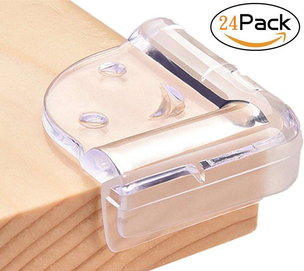 Baby Safety Corner Guards Clear 24 Pack - Table Corner Guards Bumpers Protect Child From Injury - Baby Proofing Anti-Collision Safety Corner Guard Protector Desk Bed Cupboard Furniture Edge Rubber