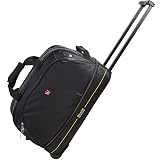 OIWAS 22 inch Rolling Duffle Bag with Wheels, Small Duffel Bag with Wheels Weekend Overnight Travel Carry On Luggage Expandable 50L to 60L Women Men Black