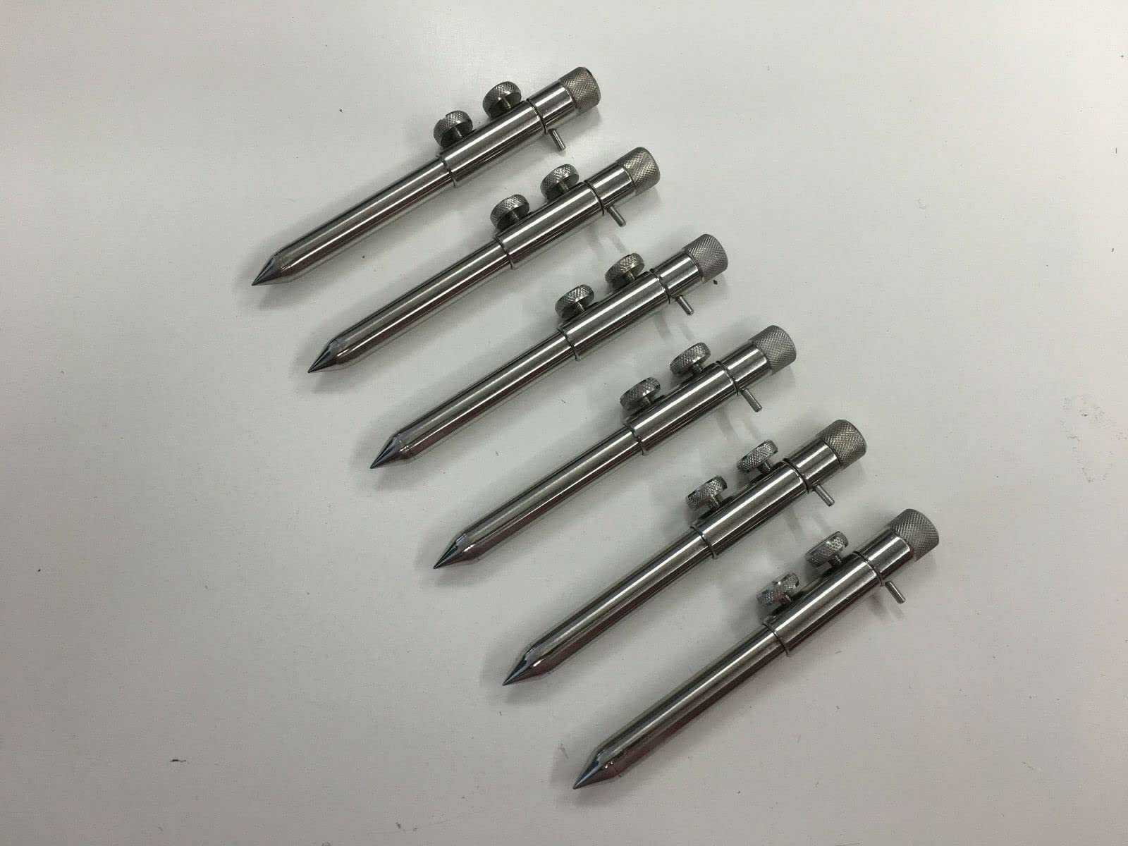 TMC 6 x Bank Sticks 15-25 cm. Solid Stainless Steel. Carp Fishing Tackle.