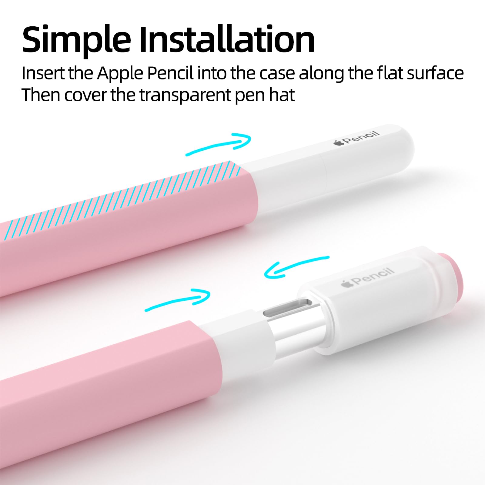 Pencil Case for Apple Pencil (USB-C), Silicone Protective Cover Sleeve, Supports Magnetic Attachment (Pink)