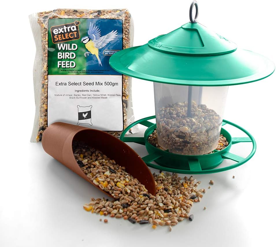 Etree Bird Feeder Gift Set including Hanging Lantern Feeder, Seed Scoop