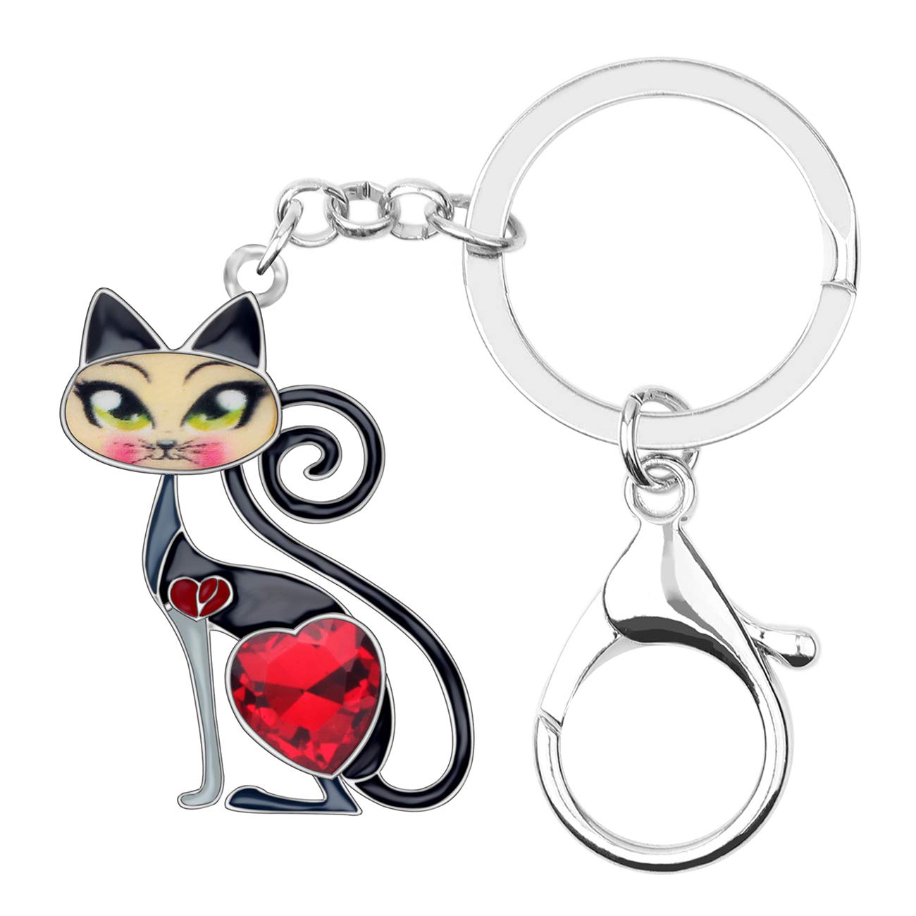 DUOWEI Cute Cat Keyring Cat Keychain Dainty Cat Gifts for Women Girls Bag Wallet Car Key Charms (Dark)