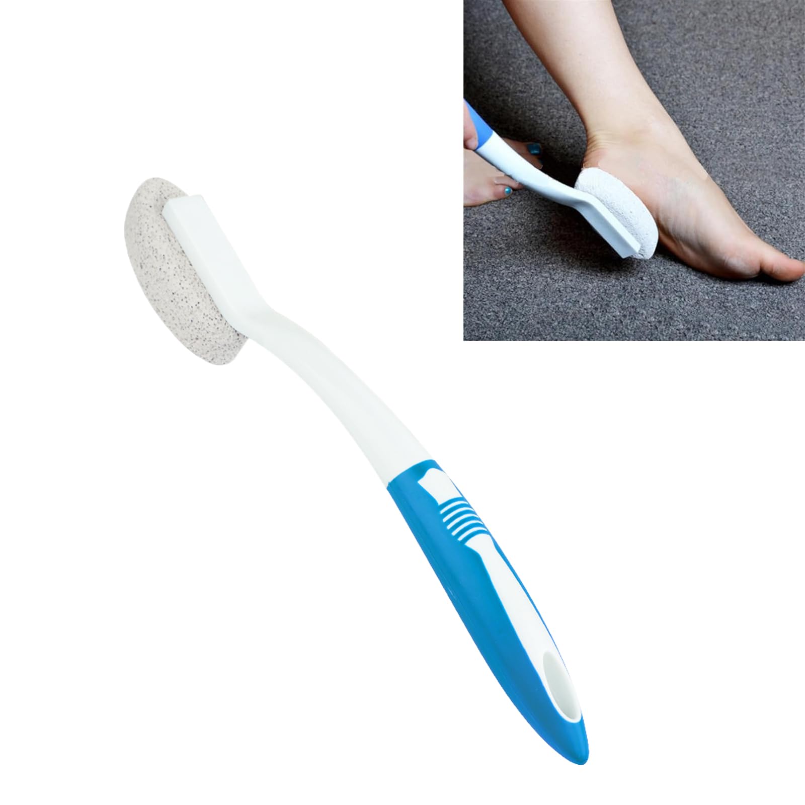 Pumice Stone Exfoliating Brush for Feet Long Handle Remove Dead Skin Cutin Foot File Foot Skin Care Tool Scrubbing Pumice Stone Foot Massage Cleaner