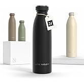 LARS NYSØM Stainless Steel Insulated Water Bottle 12oz 17oz 25oz 34oz 51oz | Insulated Thermo Flask for Hot and Cold Beverages | Leakproof Drinking Bottle (Carbon Black, 17oz)