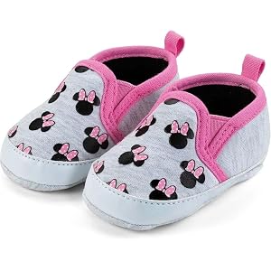 Disney Minnie Mouse Infant Slip-on Shoes, Canvas, Soft Lining, Flat Sole, Casual, Pink, 9-12 Months