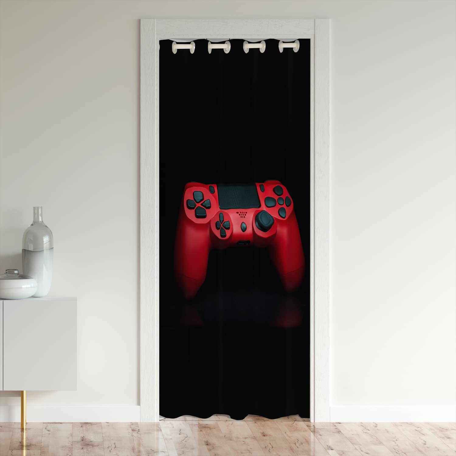 Loussiesd Gaming Doorway Curtain Privacy Game Red Door Cover Curtain Game Decor Privacy Heat Blocking Blackout Door Curtain Darkening Blackout Curtains for Bedroom86x203cm 1 Panel