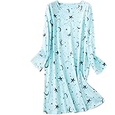 American Trends Womens Long Sleeve Nightgowns Sleep Shirts Night Shirts Night Gown House Dresses Ladies Night Dress