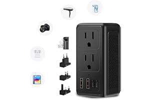 IPLUSO Upgraded 2000W 220V to 110V Voltage Converter US to Europe Travel Adapter for Hair Dryers with Fast Charging International Travel Adapter with 2 USB A and 2 USB C Power Converter Adapter (2U2C)