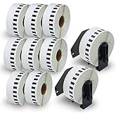 BETCKEY - Compatible Continuous Labels Replacement for Brother DK-2210 (1.1 in x 100 ft), Use with Brother QL Label Printers [10 Rolls + 2 Reusable Cartridges]