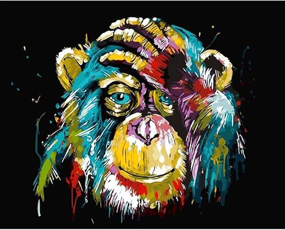 Amazon 番号で色の猿の絵画diy写真番号で油彩画セット番号でギフトの絵キャンバスの装飾 40 50cm Diyフレーム 絵具 通販