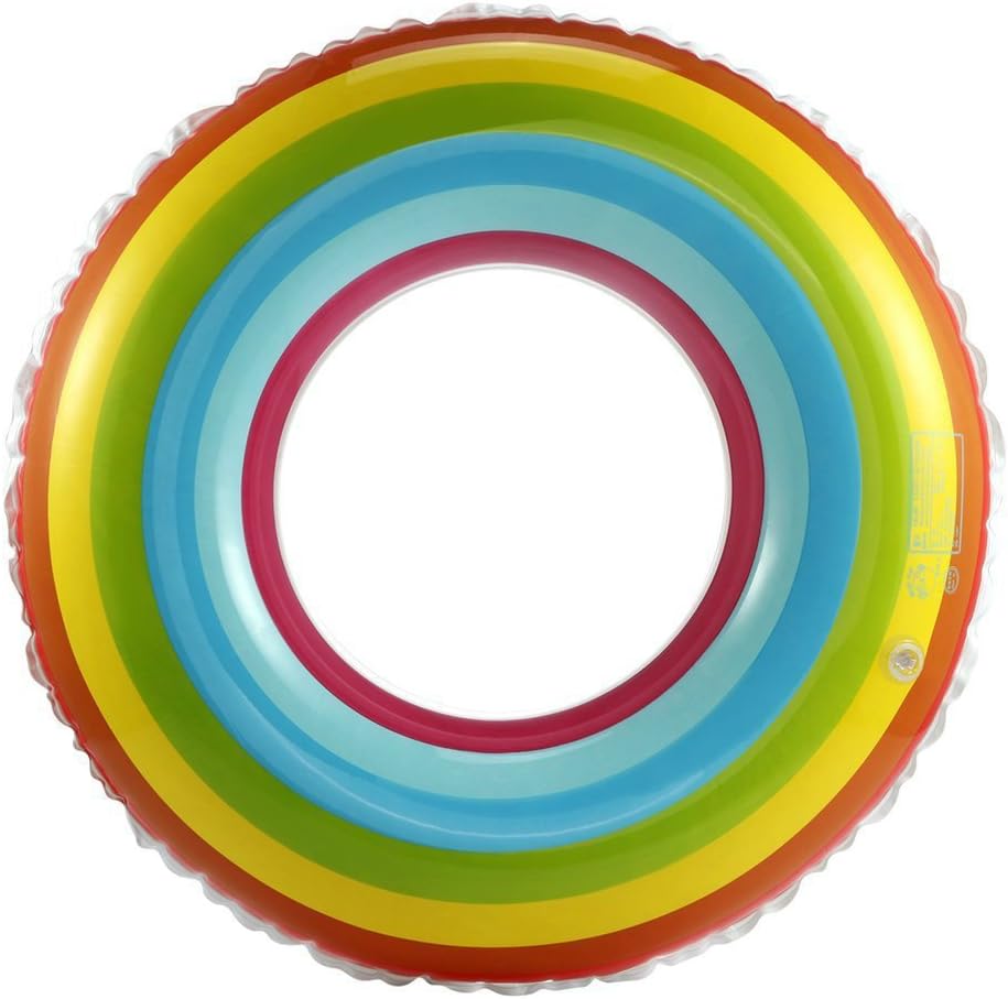 Giant Rainbow Swim Ring Inflatable Pool Float Large Size Water Toys Swimming Pool Toy Thicker Safety Pool Party Beach For Adults Kids (90# Inner Ring 33CM)