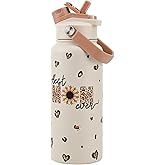 KEWIXY 32 oz Mom Water Bottle, 2-in-1 Lid, Straw & Spout, Insulated, Leak Proof, Keep Cold, Stainless Steel, Metal, Reusable, Mother's Day Birthday Gifts for Mom Mama from Daughter Son, BestMom