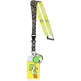 Super Mario Bros Yoshi Lanyard Badge Holder Game Inspired Reversible Design with 2.5" Rubber Yoshi Pendant