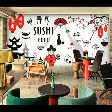Mrqxdp Japanese Style 3d Wallpaper Restaurant Sushi Restaurant