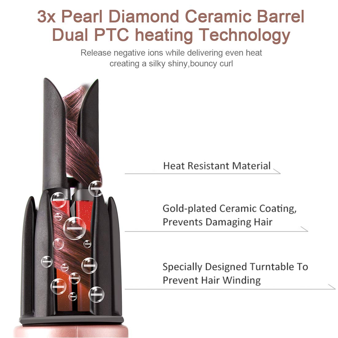 Automatic Hair Curler for Long Hair Auto Curling Iron Spin Curling Wand 360 Rotating Styling Wand 1.1" Ceramic Professional Spiral Beach Waver Iron,Styling Tools & Appliances Mothers Day Gifts: Beauty