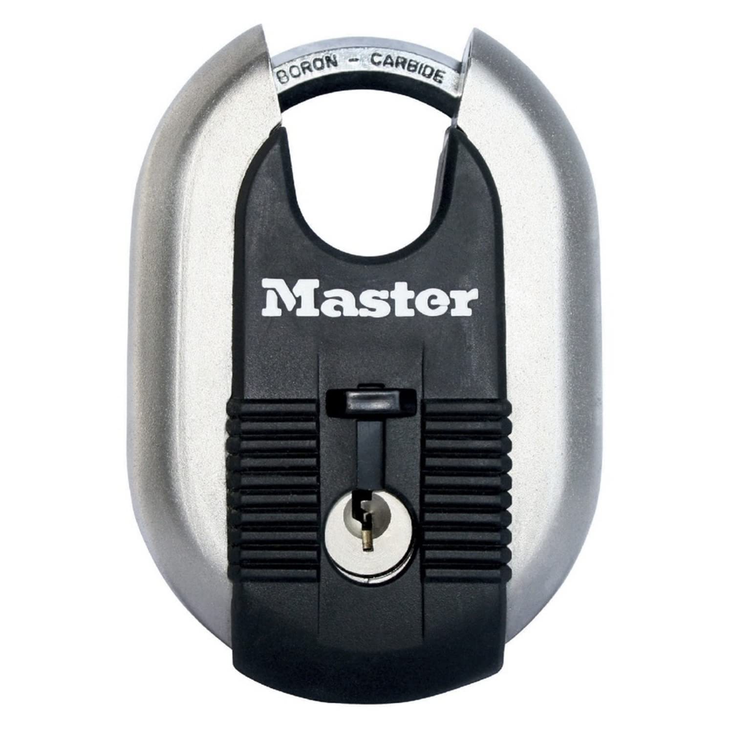 MASTER LOCK Heavy Duty Disc Padlock, Security Level 9/10, Outdoor, Keyed, Stainless Steel Titanium Reinforced, Closed Shackle