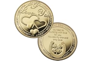 ARNUDOM Love Lucky Gold Color Coin 1 Horseshoe and Four Leaf Clover Love Words Romance Couple Collection Art Gifts 1 PCS