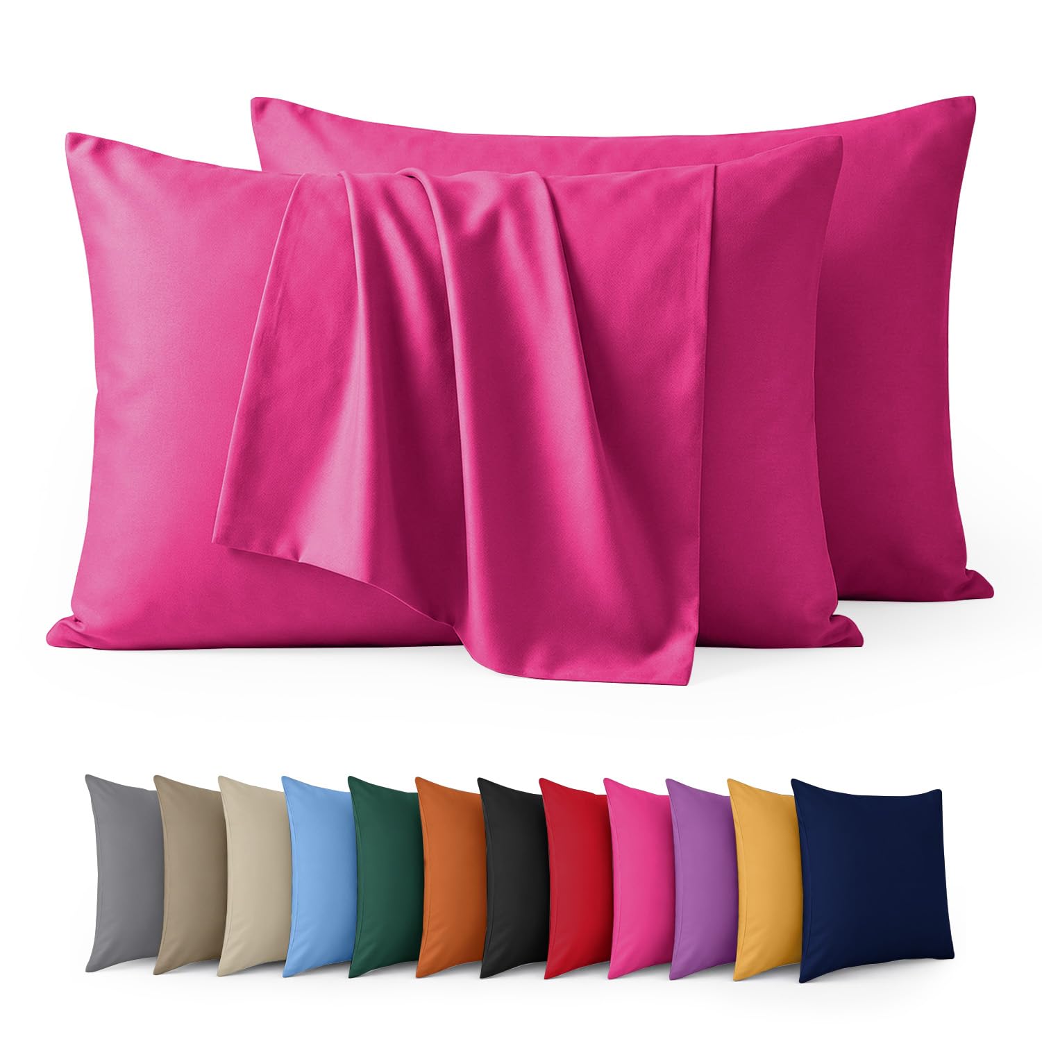 Aspire Homeware Pillow Cases 2 Pack – 100% Brushed Microfiber Pink Pillowcases Super Soft Envelope Closure Pillow Cover (50x75cm)