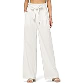 Willit Women Linen Pants Casual Wide Leg Dress Pants High Waisted Paperbag Work Trousers Summer Tie Knot Pockets 28"/30"/32''