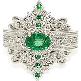 925 Sterling Silver Vintage Hollowed out Emerald Zircon Ring Women's Jewelry Found Earrings