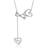 YFN Sterling Silver Caduceus Angel Nursing Themed Stethoscope Pendant Necklace 18"
