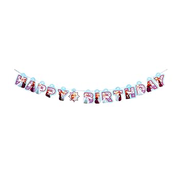 Hippity Hop Happy Birthday Banner Frozen Theme Bunting Flag For