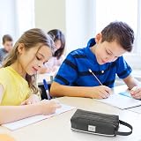 Hoinya Large Pencil Case Canvas 2 Compartments Grey view 5