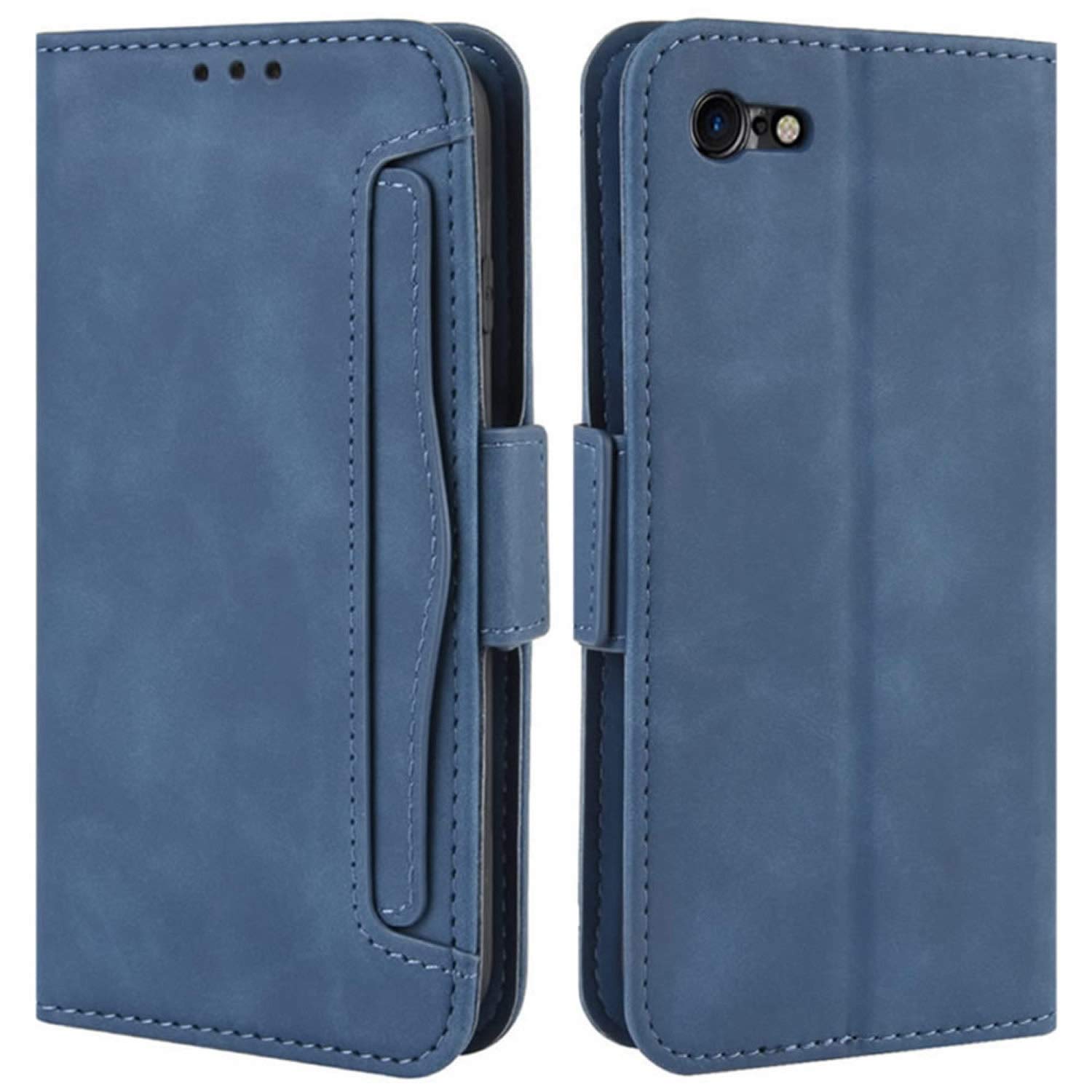 HualuBro iPod Touch Case, Magnetic Full Body Protection Shockproof Flip Leather Wallet Case Cover with Card Holder for Apple iPod Touch 7th / 6th Generation (Blue)