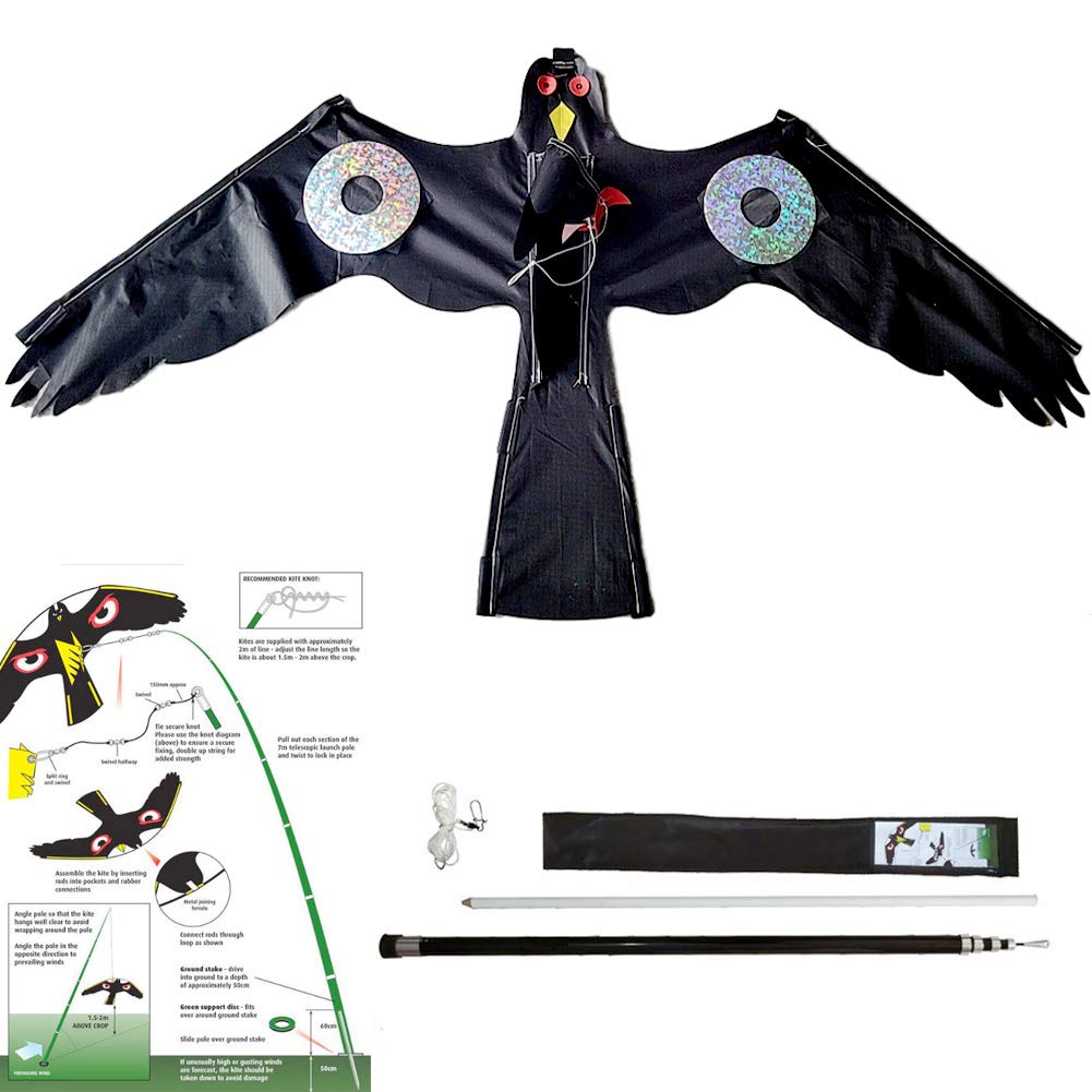 V-CHEETONG Birds Repeller Flying Kite, Simulated Hawk, Flash Reflective Scarer, Wind Power Professional Pigeon Scarer Device for Backyard Lawn and Farm Garden Scarecrow