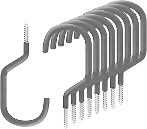 SMARTOLOGY 9 Pack Bike Storage Hook Rack, Heavy Duty Large Screw Hooks for Garage Wall and Ceiling Bicycle Storage, Utility Tool Hanger (Gray)