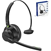 AUSDOM Trucker Bluetooth Headset with Microphone: A2301 Wireless 5.2 On-Ear Headset with AI Noise Cancelling Mic & Mute Button, 50H Playtime for Work from Home Office Call Center Cellphones Laptop
