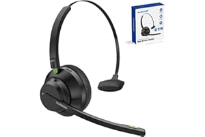 AUSDOM Trucker Bluetooth Headset with Microphone: A2301 Wireless 5.2 On-Ear Headset with AI Noise Cancelling Mic & Mute Button, 50H Playtime for Work from Home Office Call Center Cellphones Laptop