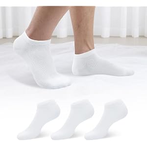3 Pairs Mens Ankle Socks Size 10-13/13-15 Cotton Breathable Mens No Show Socks
