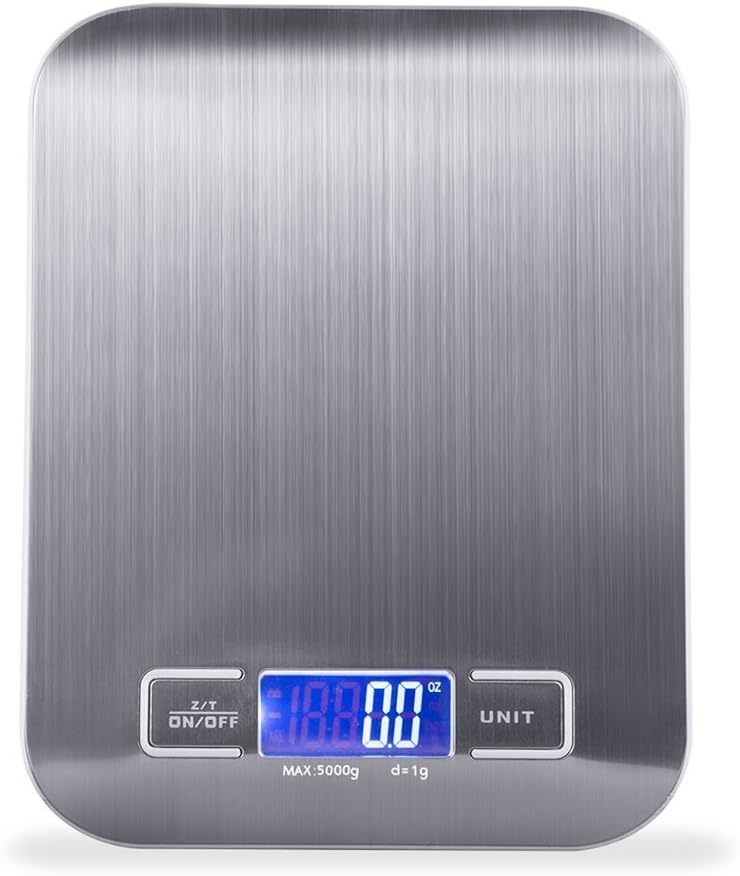 Digital Kitchen Scale for Food LCD Backlite Display and Tare Function Stainless Steel 11 lb