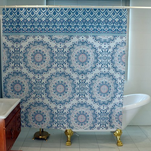 Blue Mandala Waterproof And Mould Proof Bathroom Shower Curtain No