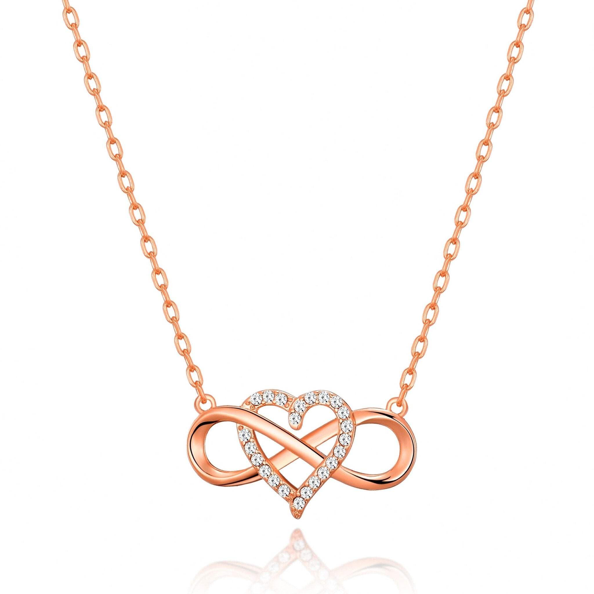 Philip Jones Rose Gold Plated Infinity Heart Necklace Created with Zircondia® Crystals