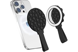 QxbSky for Magsafe Silicone Suction Cup Phone Mount Built-in Mirror for iPhone Hands-Free Cell Phone Accessory Holder for Selfies & Videos (Black)