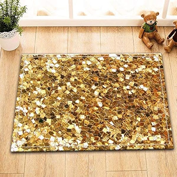 Amazon Com Lb Gold Bath Mat 3d Digital Printing Customized Personality Flannel Outdoor Indoor Front Door Mat Non Slip High Absorbent Bathroom Rugs 15 7x23 6 Inch Dd3440 Kitchen Dining