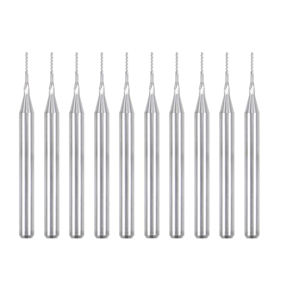 sourcing map 10Pcs 0.5mm Carbide End Mill Engraving Milling Cutter CNC Router Bits for PCB Machine, 1/8" Shank