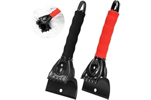 2 Pack Ice Scraper Car Windshield Scraper Snow Frost Ice Removal Tool Window Scraper with Foam Handle for Car SUV Truck (Blac