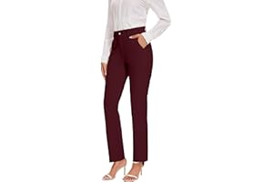 KICZOY Women's Stretch Business Straight Leg Dress Pants with Pockets Wear to Work Casual Suitpants