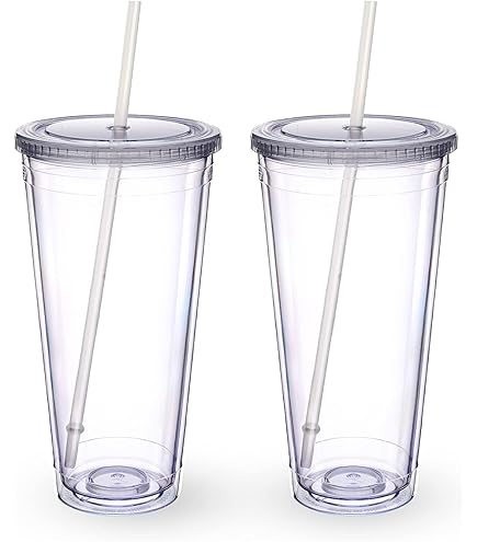 Amazon.com | Plastic Tumblers With Straws 22oz. Set Of 8 - Multicolor:  Tumblers & Water Glasses