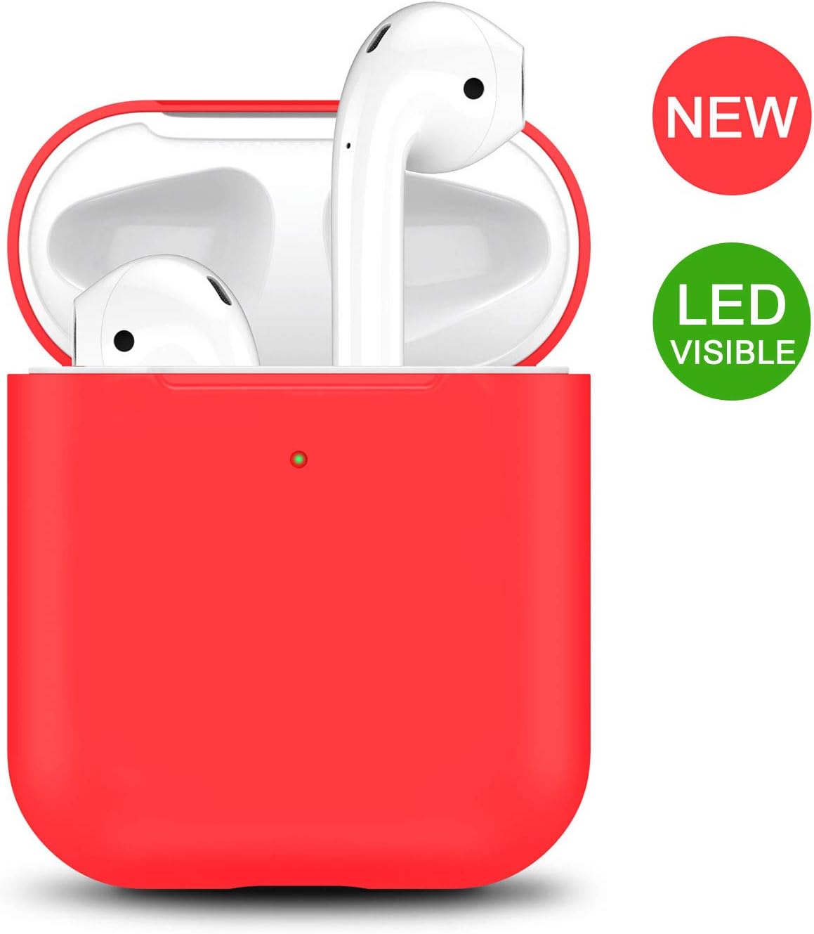Airpods Case 2 & 1, 2019 Newest Airpod Full Protective Silicone Skin Cases Cover by Camyse Shockproof Compatible with Apple Airpods Charging Case Front LED Visible (Red)