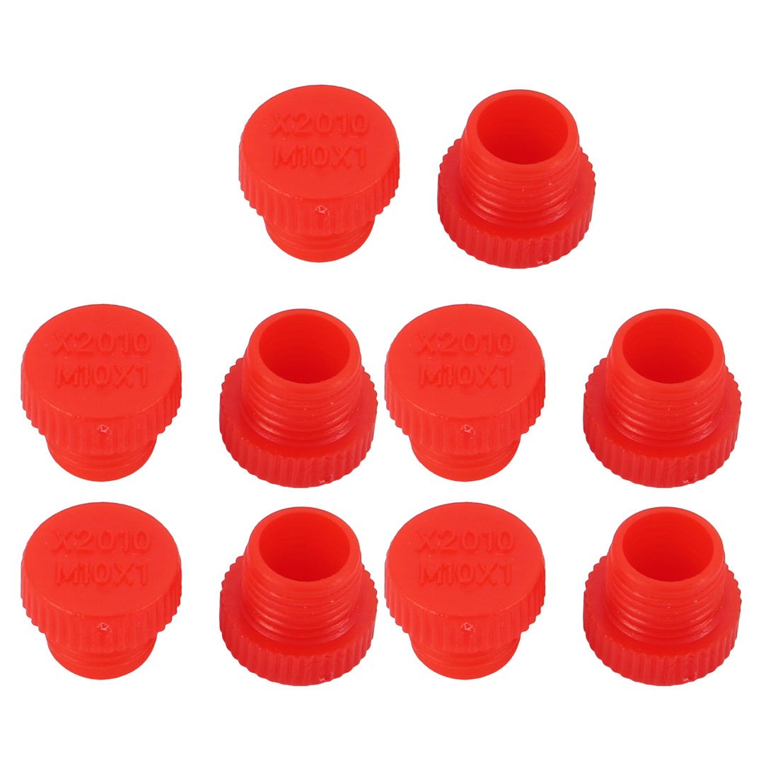 sourcingmap 10pcs M10 x 1.0mm PE External Threaded Tube Insert Cap Screw-in Cover Red