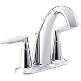 KOHLER K-15241-4RA-CP Coralais - Grifo de lavabo de baño con dos asas y